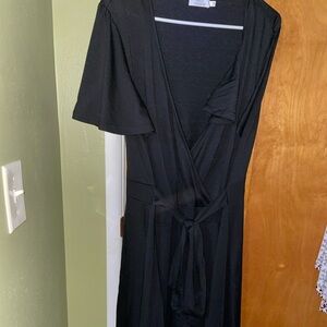 Plus size V neck wrap dress